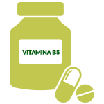Frasco de vitamina com rotulo de Vitamina B5